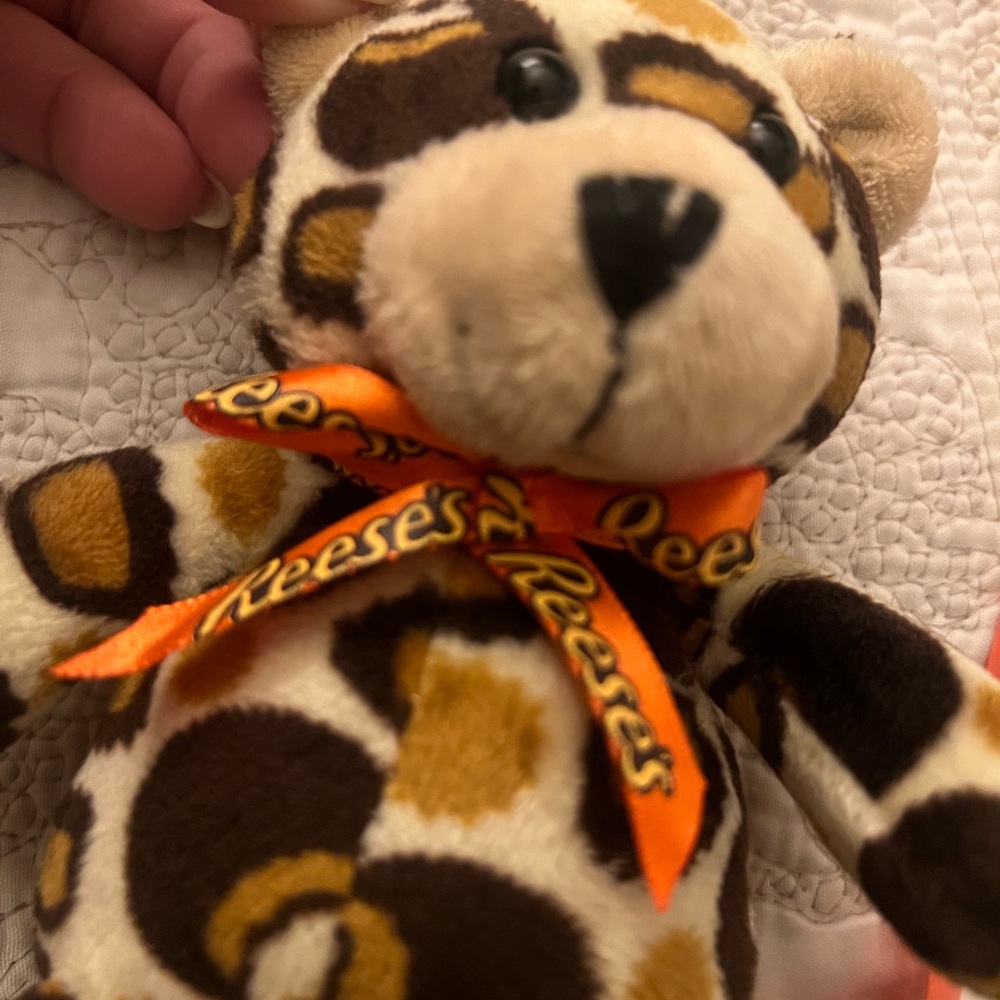 Reeses Teddy Bear 6" Plush Galerie Leopard Print Orange Bow Stuffed Animal Toy